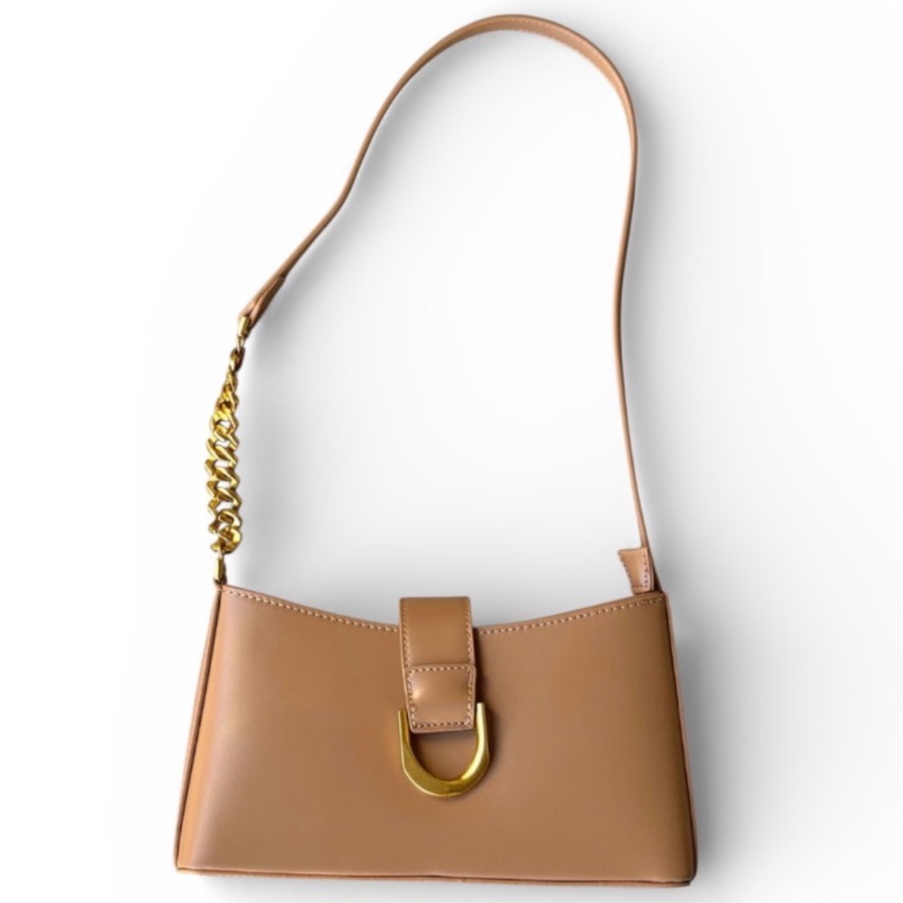 Miztique Tan Shoulder Bag with Gold Accent‎